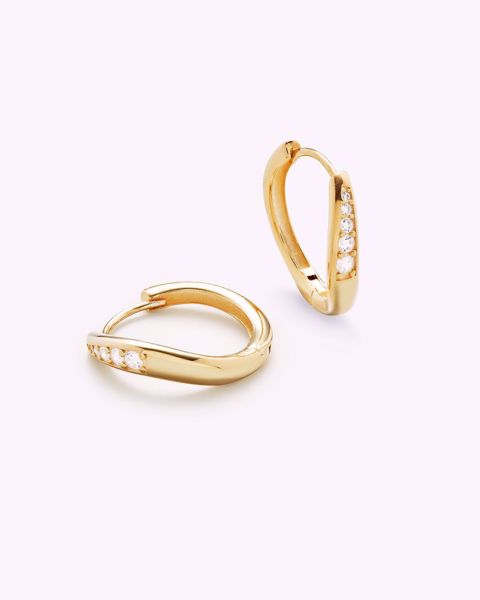 Philippa Studios Wave Combo Hoops Large, forgylt sølv, zirkonia.