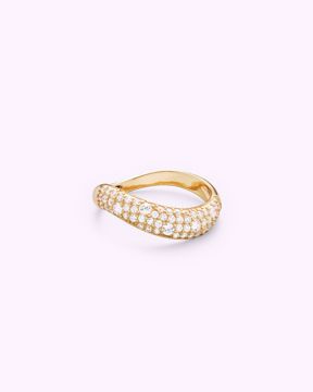 Philippa Studio Wave Pave Ring, forgylt sølv, zirkonia.