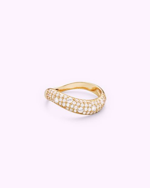 Philippa Studio Wave Pave Ring, forgylt sølv, zirkonia.