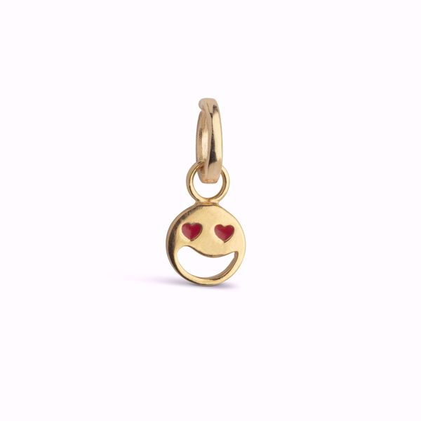 Enamel Copenhagen Funky Smiley Charm, forgylt sølv og emalje.