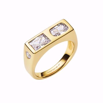 Maria Black Us Three Signet Ring Gold. Forgylt sølv med zirkonia. 