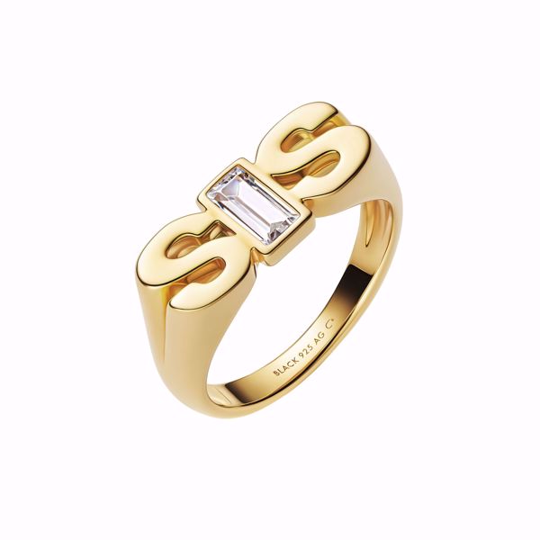 Maria Black Sis Royal Ring. Forgylt sølv med zirkonia. 