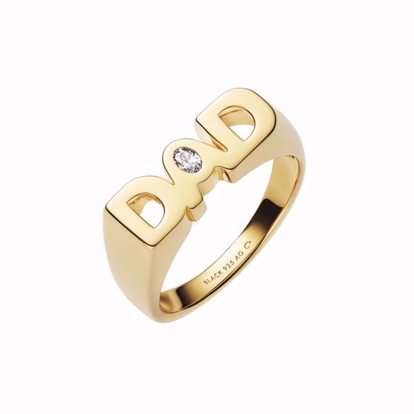 Maria Black Dad Royal Ring. Forgylt sølv med zirkonia. 