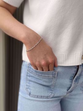 Singapore Armbånd 2,2 mm. bredde - 585 hvitt gull.