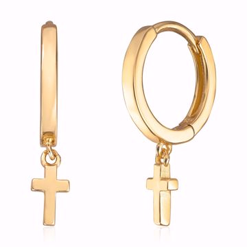Øreringer med Kors 925 forgylt sølv, 2,2 x 21 mm. 
