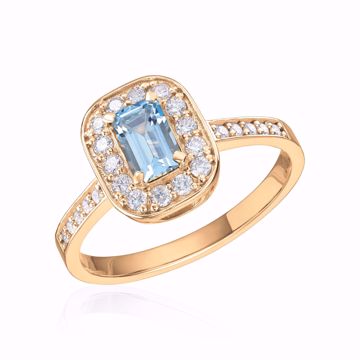 Brooklyn Diamantring i 585 gult gull med Akvamarin 0,34 ct. TWSI. 