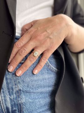 Brooklyn Diamantring i 585 gult gull med Akvamarin 0,34 ct. TWSI. 