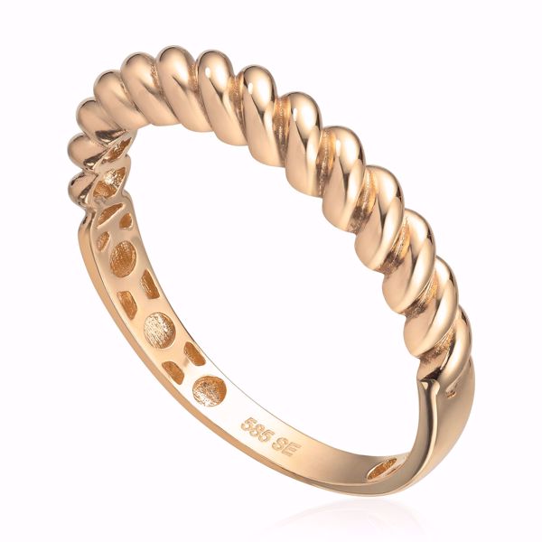 Gullring i 585 gult gull - tvinnet design. 