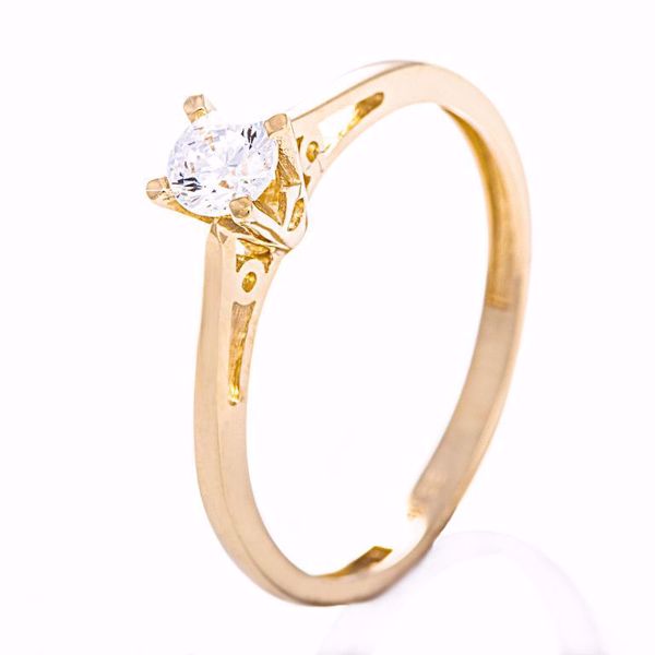 Gullring med Swarovski-krystall 585 gult gull. 