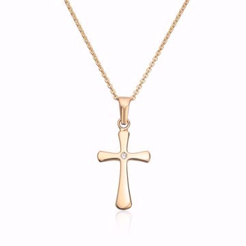 Gullkors - anheng 585 gult gull med diamant 0,01 ct. WSI. 