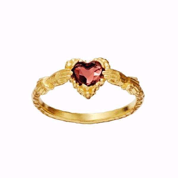 Maanesten Capulet Ring - 925 forgylt sølv med dyp rosa granat