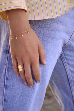 Maanesten Lula White Armbånd - 925 forgylt sølv, perler og opaler.