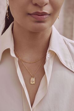 Maanesten Aylin Halskjede - 925 forgylt sølv, hvite og blå zirkoner, regnbuemånesten.