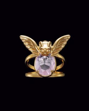 Maria Nilsdotter Ring Gargoyle - 925 forgylt sølv, rosenkvarts. 