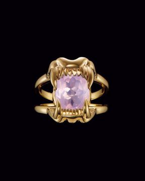 Maria Nilsdotter Ring Jaw Stone - 925 forgylt sølv, rosenkvarts. 