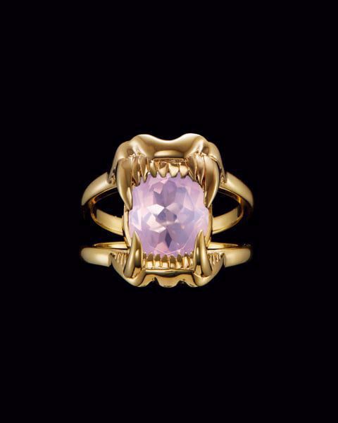 Maria Nilsdotter Ring Jaw Stone - 925 forgylt sølv, rosenkvarts. 