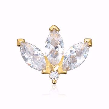 Lotus-formet piercingøredobb. 925 forgylt sølv, hvite zirkonia. 