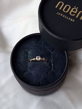 Noën Jewellery Shine Ring 585 gult gull med hvit safir og gule diamanter 0,06 ct. TWVS