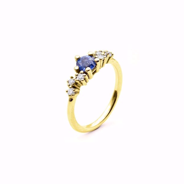 Noën Jewellery Sparkle Diamantring med Safir - 585 gult gull 0,20 ct. TWVS