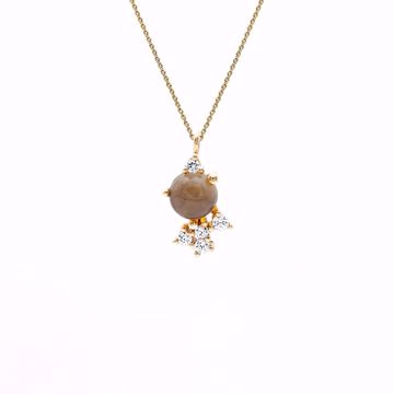 Noën Jewellery Stellini Diamantanheng med røkkvarts - 585 gult gull 0,19 ct. TWVS