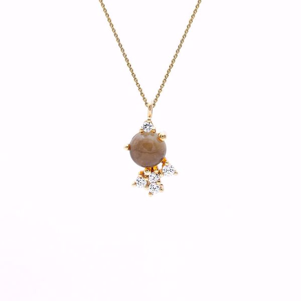 Noën Jewellery Stellini Diamantanheng med røkkvarts - 585 gult gull 0,19 ct. TWVS