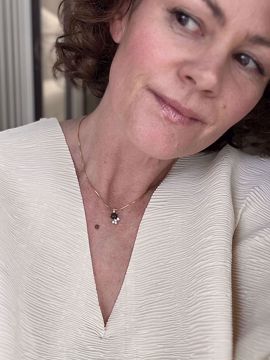 Noën Jewellery Stellini Diamantanheng med røkkvarts - 585 gult gull 0,19 ct. TWVS