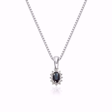 Rosettanheng med safir og diamanter - 585 hvitt gull 0,034 ct. 