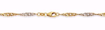 Tofarget singapore-armbånd - 585 gult og hvitt gull. Lengde 19 cm. 