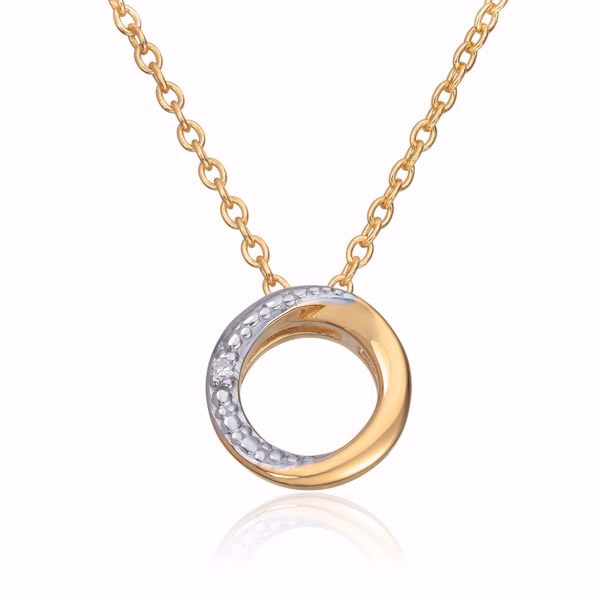 Sirkelformet anheng med diamant - 585 gult gull 0,003 ct. WSI. 