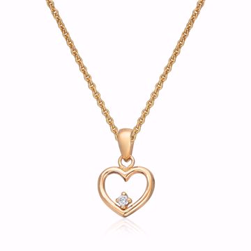 Gullhjerte anheng i 585 gult gull med diamant 0,018 ct. WSI