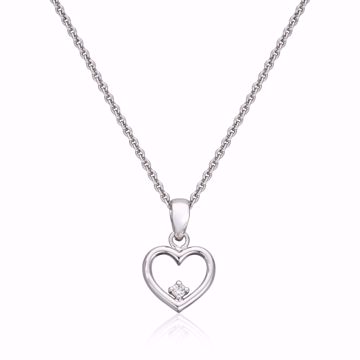 Gullhjerte anheng i 585 hvitt gull med diamant 0,018 ct. WSI. 
