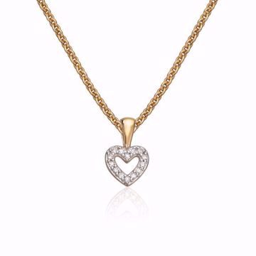 Gullhjerte anheng med diamanter i 585 gult gull 0,03 ct. WSI. 