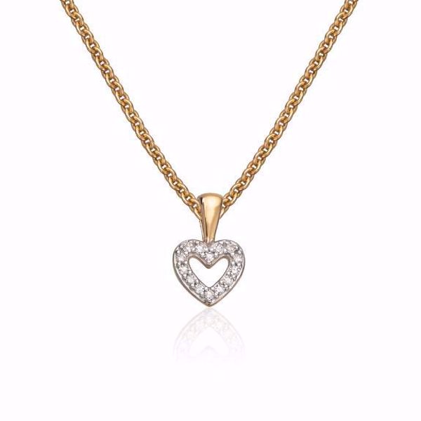 Gullhjerte anheng med diamanter i 585 gult gull 0,03 ct. WSI. 