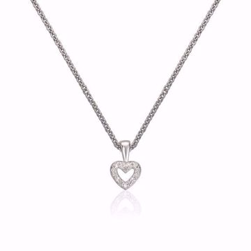 Gullhjerte anheng med diamanter i 585 hvitt gull 0,03 ct. WSI. 