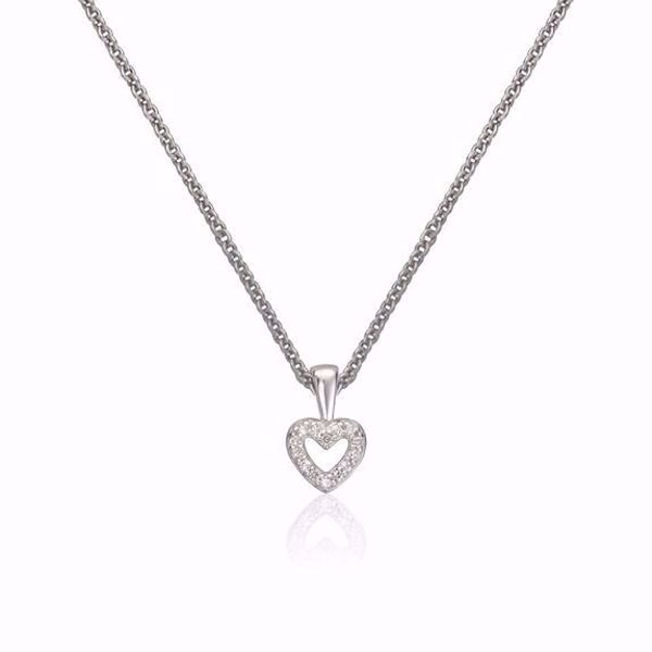 Gullhjerte anheng med diamanter i 585 hvitt gull 0,03 ct. WSI. 