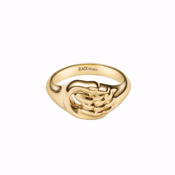 Maria Black Swan Mini Signet Ring Gold. 