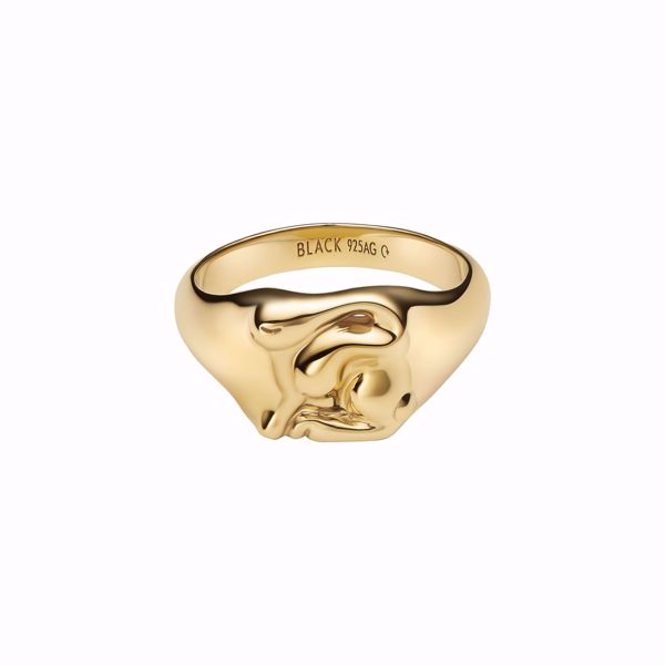 Maria Black Rabbit Mini Signet Ring Gold. 