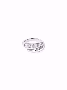 Duo Zirconia Ring Silver, sølvbelagt ring med polert overflate og rader med hvite zirkoniasteiner. 