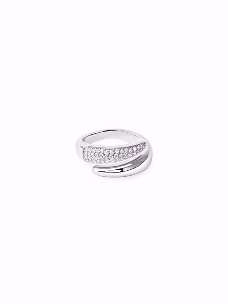 Duo Zirconia Ring Silver, sølvbelagt ring med polert overflate og rader med hvite zirkoniasteiner. 