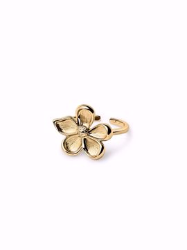 Flower Ring, gullbelagt justerbar ring med blomsterdetalj. 
