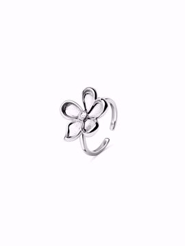 Flower Ring, sølvbelagt justerbar ring med blomsterdetalj. 