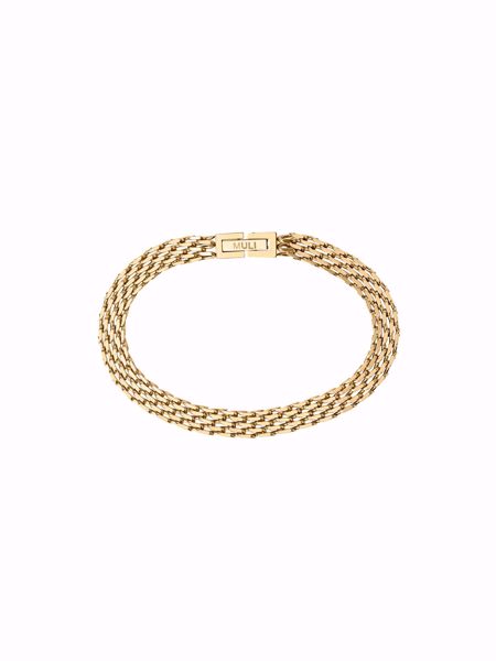 Mesh Link Armbånd, smalt gullbelagt armbånd med finmasket mesh-mønster.