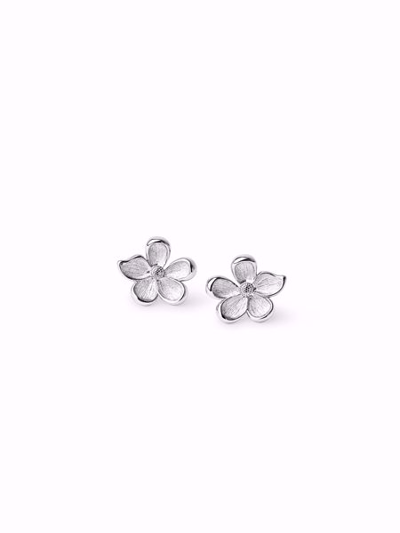 Midi Flower Øredobber, sølvbelagte øredobber med skulpturell blomsterdetalj. 