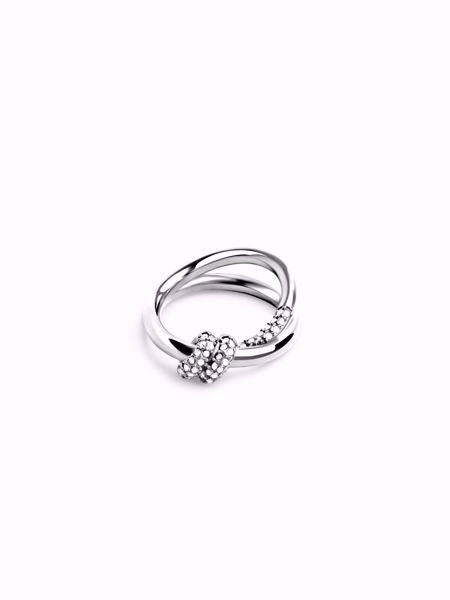 Pavé Knot Ring, sølvbelagt ring med vridd knute og hvite zirkoniasteiner. 