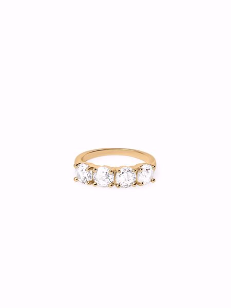 Quattro Zirconia Ring, gullbelagt ring med fire hvite zirkoniasteiner på fremsiden.