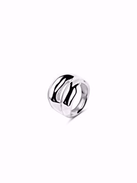 Terra Duo Ring Sølv, bred sølvbelagt ring med asymmetrisk og åpen form