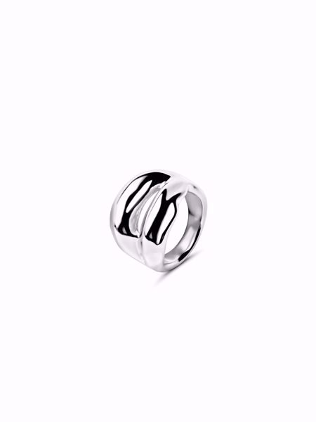 Terra Duo Ring Sølv, bred sølvbelagt ring med asymmetrisk og åpen form