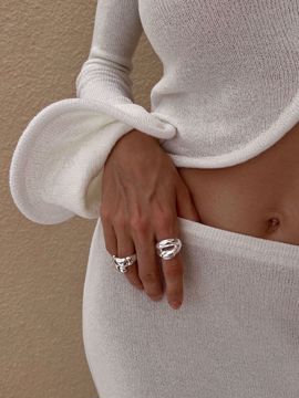 Terra Duo Ring Sølv, bred sølvbelagt ring med asymmetrisk og åpen form