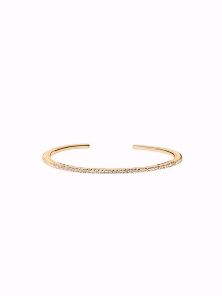 Zirconia Armring, slank gullbelagt armring med hvite zirkoniasteiner rundt hele yttersiden.