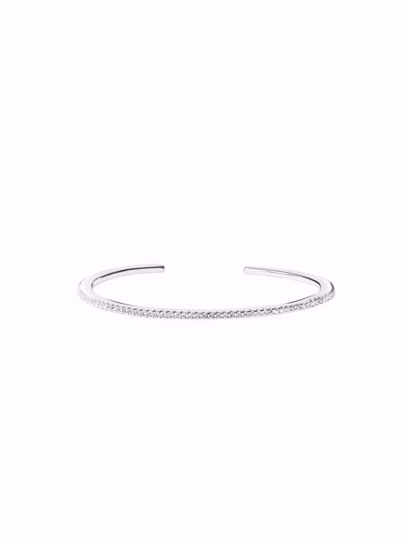 Zirconia Armring Sølv, slank sølvbelagt armring med hvite zirkoniasteiner rundt hele yttersiden. 